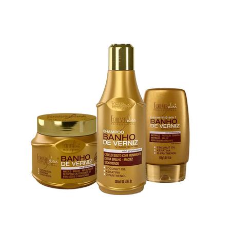 Imagem de Kit Banho de Verniz Sham. Leave-in, Másc. 250g Forever Liss