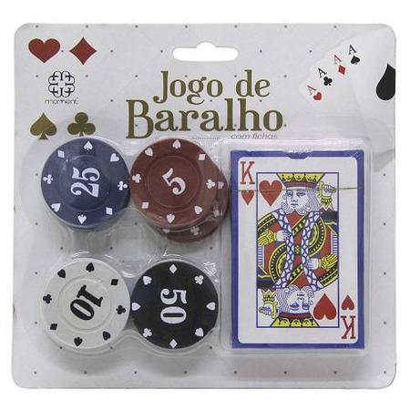 Imagem de Kit Baralho Para Jogo De Poker Contendo 1 Baralho 24 Fichas