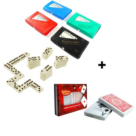 Kit Domino + baralho Duplo 108 Cartas + Jogo Uno Promocao em