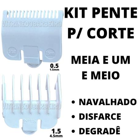 Imagem de Kit Barbeiro Profissional 2 Pente 0,5 E 1,5 P/ Máquina WMark