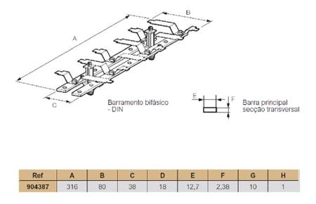 Kit Barramento Bifásico 34 Disjuntores Din 100A Brfb34D - Brum - Kit  Barramento Bifásico 34 Disjuntores Din 100A Volt Flutuante Brfb34D - Brum -  Brum