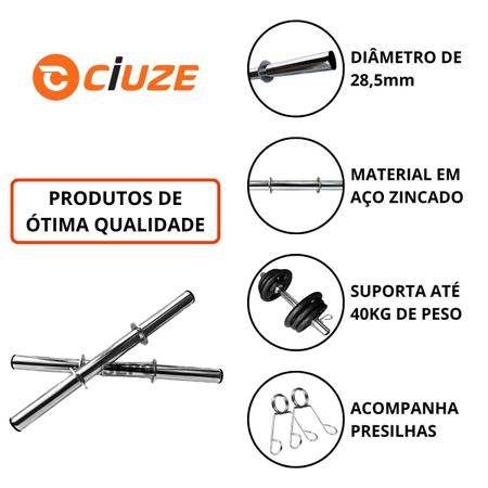 Imagem de Kit Barras de Tubo Ocas com Barras 40cm e 1,50m e Barra W 1,20m