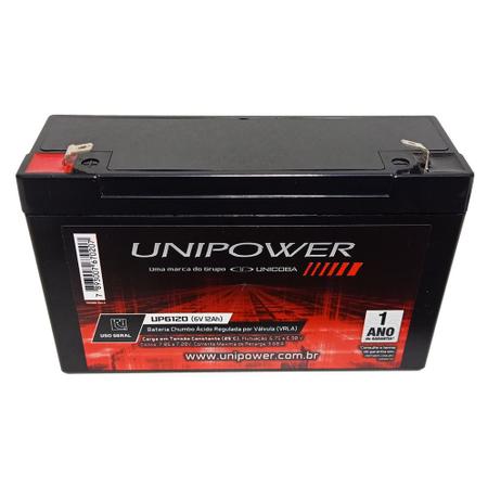 Imagem de Kit Bateria 6V 12ah Unipower + Carregador - Moto Elétrica