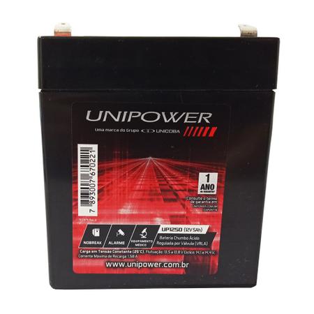 Imagem de Kit Bateria Selada Unipower 12V 5ah + Carregador - Nobreak