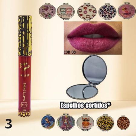 Kit Batom Marys Shine + Mini Espelho Duplo Imagem de Kit Batom Marys Shine + Mini Espelho Duplo