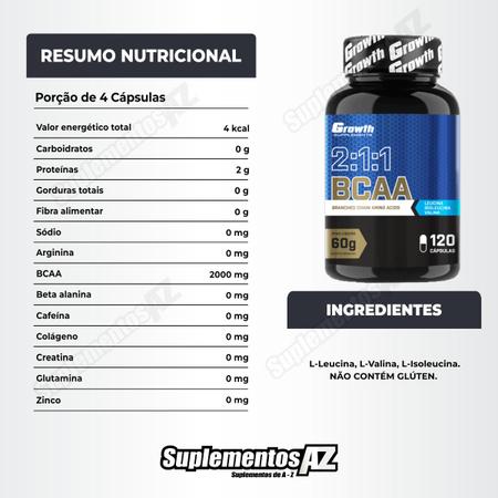 Imagem de Kit Bcaa 120 Caps + Coenzima Q10 60 Caps Growth Supplements