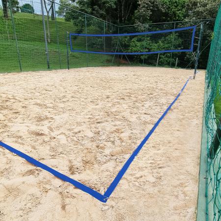 Imagem de Kit Beach Tennis Azul - Rede Oficial 4 Faixas + Fita de Marcação