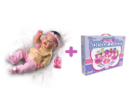 Imagem de Kit Bebê Reborn Boneca Linda Igual Bebê + Meu Jantarzinho