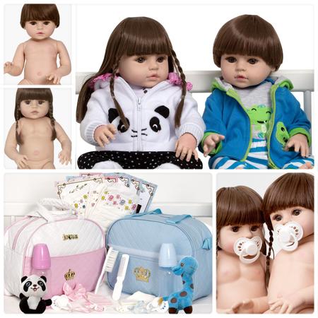 2 Bebe Reborn Gêmeos Girafinha Sapinho Acessórios Pode Banho - Cegonha  Reborn Dolls - Bonecas - Magazine Luiza