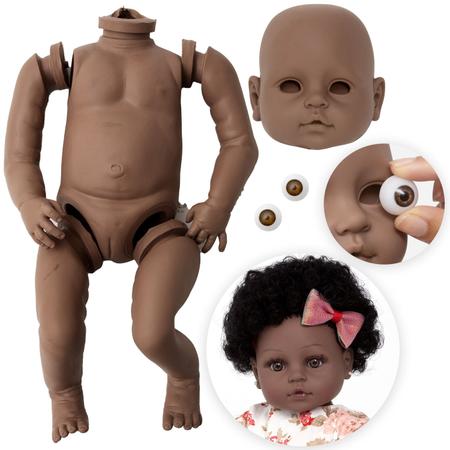 Kit Molde Bebê Reborn Realista Menina Negra 52cm Silicone - Cegonha Reborn  Dolls - Bonecas e Acessórios - Magazine Luiza