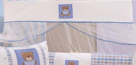 Imagem de Kit Berço 10 Peças Com Cortina - Urso Teo Azul