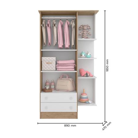 Imagem de Kit Berço Mini Cama Taís, Guarda Roupa Infantil 2 Portas 2 Gavetas com Nicho e Cômoda Infantil 3 Gavetas com Nicho Brilhar Q01 - Doce Sonho Móveis