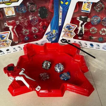 Kit 4 beyblades + Arena peão infantil brinquedo criança