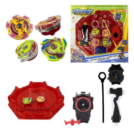 Beyblade Kit Arena + Lançadores E Peões Brinquedo Crianças