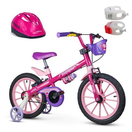 Imagem de Kit Bicicleta Infantil Aro 16 Top Girls + Capacete + Sinalizador LED