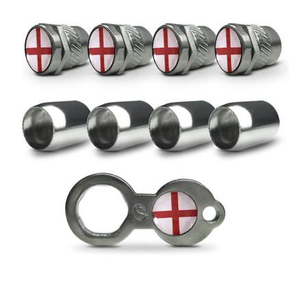 Imagem de Kit Bico Válvula Pneu Roda Metal Cromado Bandeira Inglaterra