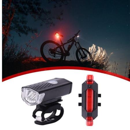 Imagem de Kit Bike 3 itens Velocímetro 27 funções + Lanterna Frontal eTraseira Acessórios de Ciclismo