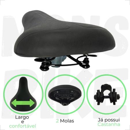 Imagem de Kit Bike Banco Selim Molas + Freio V-Brake + Pedal + Pedivela + Corrente + Coroa