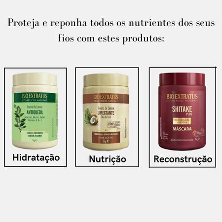 Máscara Capilar Shitake Plus Bio Extratus 1Kg Reconstrução Cabelos  Desvitalizados - Máscara Capilar - Magazine Luiza