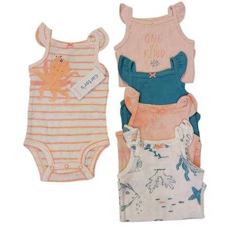 Imagem de Kit Body Carters Manga Curta 5 Peças Bebe Menina Cartes Original Bori Bodi Baby Girl Cartes 5 Pack