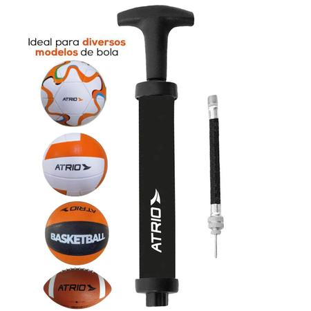 Imagem de Kit Bola de Basquete Tamanho 7 Bomba de Ar Manual Bico Flexível Átrio ES397