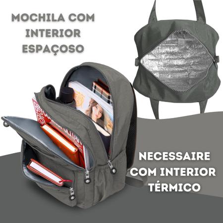 Imagem de Kit Bolsa Lancheira Feminina Transversal Termica E mochila Presente Luxo Viagem Passeios Comidas Quentes Frias Academia