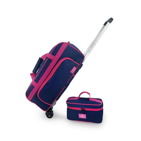 Imagem de Kit Bolsa Mala Média Viagem ul Escuro/Pink