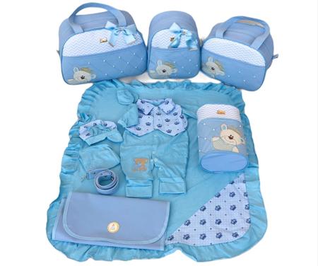 Bebe Reborn Príncipe C/ Bolsa Maternidade Azul Azul Azul Azu