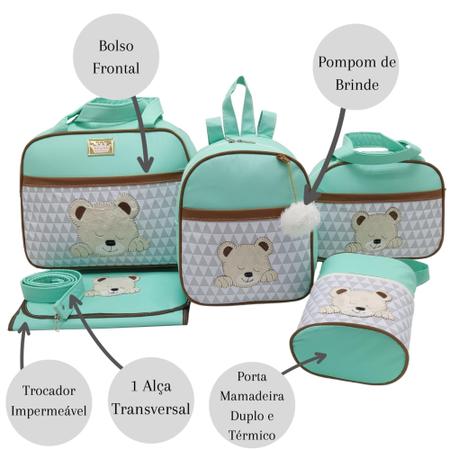 Kit bolsa maternidade 5 peças urso chevron menino + saida maternidade - LET BABY BOLSAS DE MATERNIDADE Imagem de Kit bolsa maternidade 5 peças urso chevron menino + saida maternidade