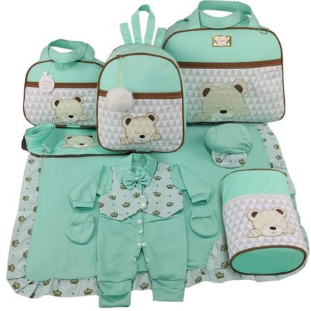 Kit bolsa maternidade 5 peças urso chevron menino + saida maternidade - LET BABY BOLSAS DE MATERNIDADE Imagem de Kit bolsa maternidade 5 peças urso chevron menino + saida maternidade