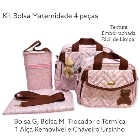 Mochila Bebê Passeio M Térmica Urso Rosê Menina