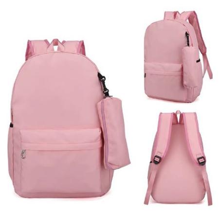 Imagem de Kit Bolsa Mochila Escolar com estojo Casual Impermeável lisa Femina Masculina com zíper e bolsos