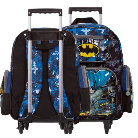 Imagem de Kit Bolsa Mochila Escolar Masculina Batman Rodinha