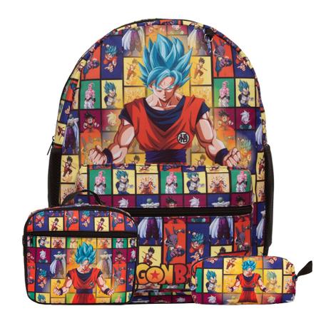 Kit Bolsa Mochila Escolar Menino Dragon Ball Z Passeio TOYS 2U Kit Mochila Infantil Magazine Luiza