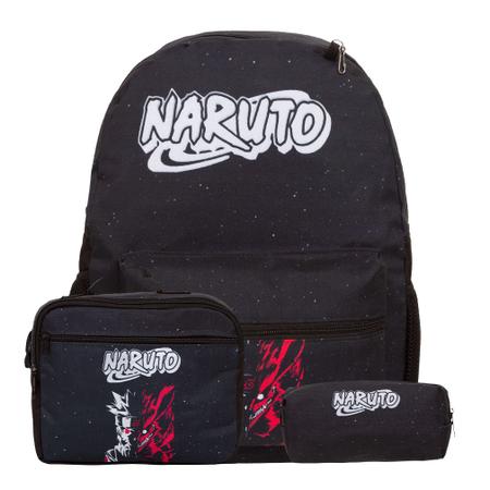 Imagem de Kit Bolsa Mochila Juvenil Grande Naruto Anime Costa Passeio