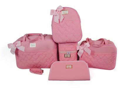 Imagem de Kit Bolsas De Bebê Mala De Maternidade Menina(o) 5pçs Coração