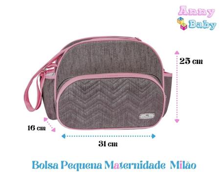 Imagem de Kit Bolsas + Mochila G + Porta Mamadeira + Trocador Maternidade Milão Cinza/Rosa - KB+0003