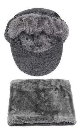 Imagem de Kit Boné Boina Gorro Cachecol Beanie Forrada Lã Inverno