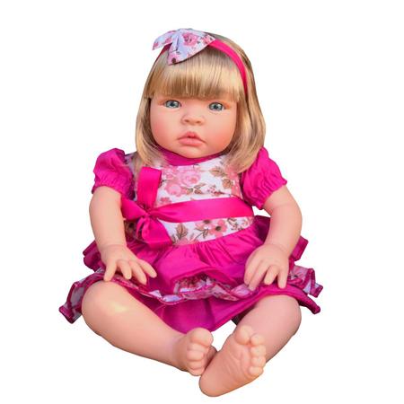 Boneca Bebê Reborn Baby Kiss Morena Cabelo Longo Castanho SID-NYL