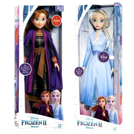 Kit Boneca Elsa e Anna Frozen Gigante 55cm Articulada Realista