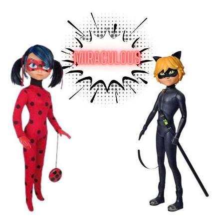 Kit Boneca Ladybug Ioiô + Boneco Miraculous Cat Noir - Baby Brink