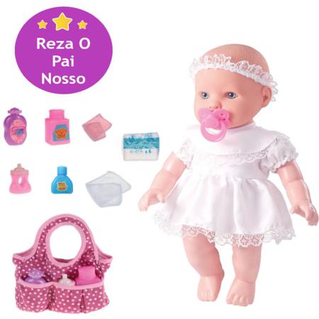 Kit Boneca Little Baby Minha Primeira Oração + Bolsa Enxoval - Milk Brinquedo Imagem de Kit Boneca Little Baby Minha Primeira Oração + Bolsa Enxoval