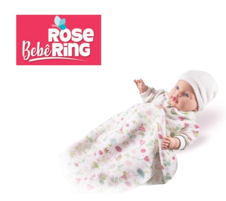 Imagem de Kit Boneca Rose Ring Fala Sons de Bebê e Carrinho Rosa Baby