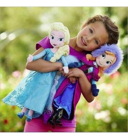 Boneca Pelucia Frozen Elza Anna Princesas Disney Coleção 50cm