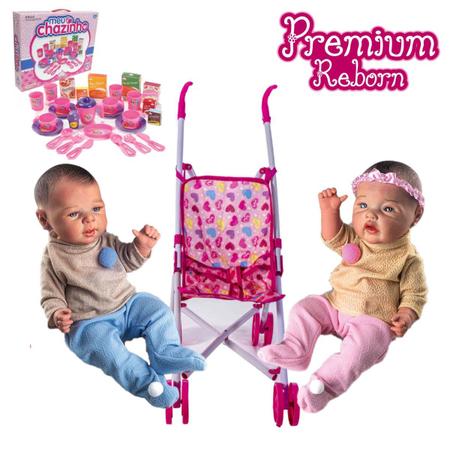 Kit 2 Bebês Reais Tipo Reborn Realista 40cm 100% Silicone - Milk Brinquedos  - Boneca Reborn - Magazine Luiza