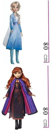 Kit Bonecas Frozen Elsa E Anna Gigante 80 Cm Vinil Disney