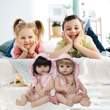 Bebê Boneca Gêmeas Reborn Pode Dar Banho Enxoval Completo - USA Magazine