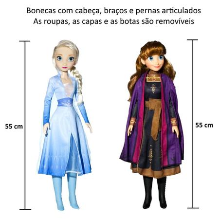 Kit Bonecas Frozen Elsa E Anna Grande 80 Cm Vinil Divertida Infantil  Meninas Lançamento Baby Brink