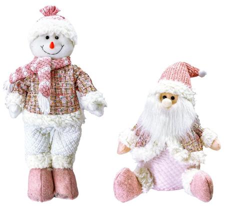 Jogo Papai Noel e Boneco de Neve Sentado Rosê Luxo Gorrinho e Cachecol  Crochê 32cm - Magizi - Yangzi - Boneco Papai Noel - Magazine Luiza