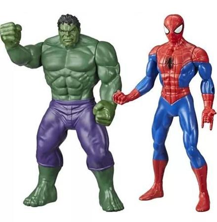 Imagem de Kit boneco figura hulk e homem aranha 24cm olympus hasbro